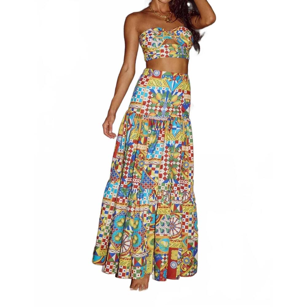 NEW RUNAWAY THE LABEL ayla maxi skirt in phaedra print - Picture 3 of 4